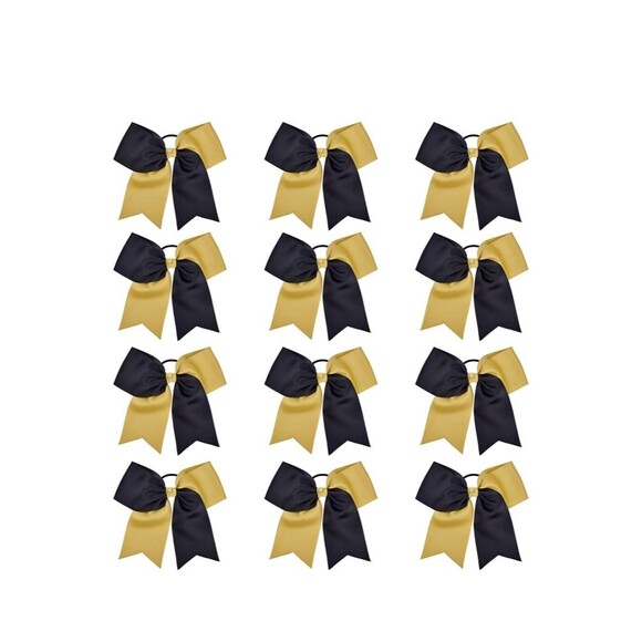 12 count 8” Two Tone Gold & Black Handmade Ponytail  for Teens,Tween dance - Picture 11 of 12